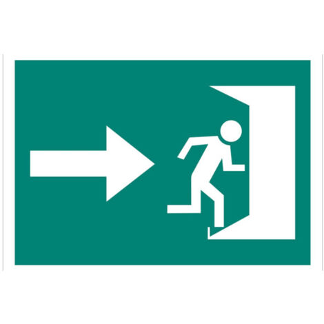 Señal evacuación Salida emergencia puerta derecha, de solo pictograma                                                   Señal PVC luminiscente       210X148