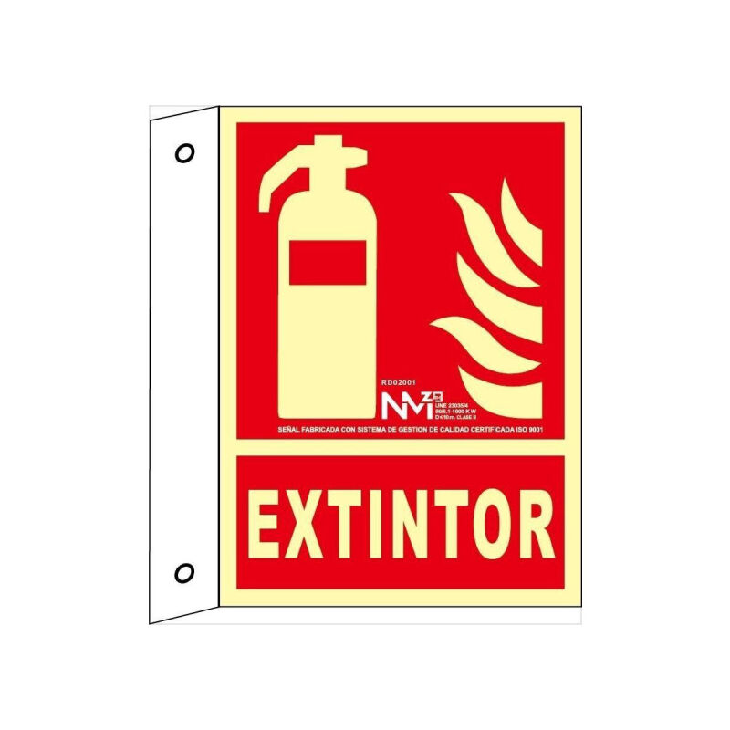 

Señal Extintor Banderola Luminiscente | 210 x 300 mm - CLASE B (PVC 0'7 mm)