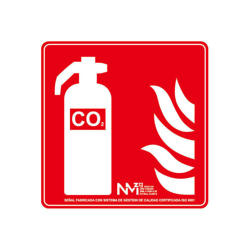 

Señal Extintor CO2 (Solo Pictograma) Luminiscente | 420 x 420 mm - CLASE B (PVC 0'7mm)