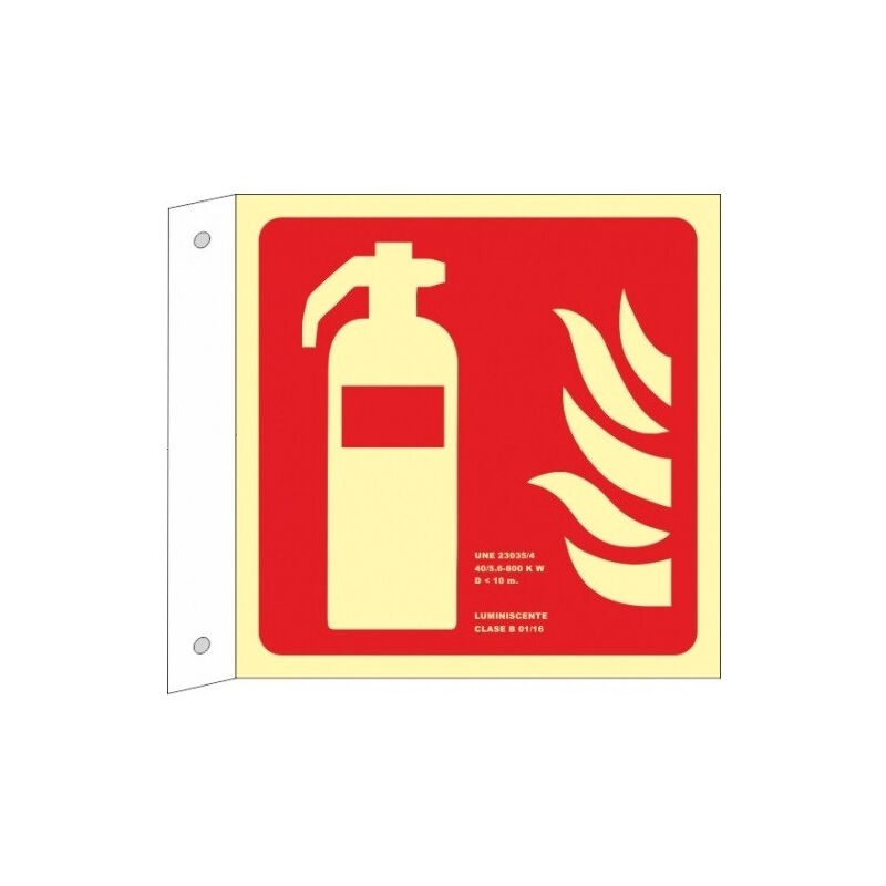

Señal Extintor (Sin Texto) Banderola Luminiscente | CLASE B (PVC 0'7 mm) - 420 x 420 mm
