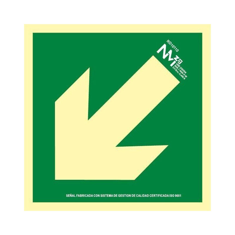 

Señal Flecha Oblicua Izquierda Luminiscente | CLASE B (PVC 0'7 mm) - 224 x 224 mm
