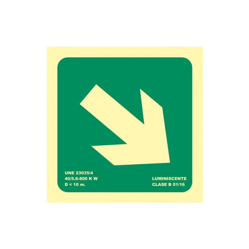 

Señal Flecha Oblicua Luminiscente | CLASE B (PVC 0'7 mm) - 224 x 224 mm