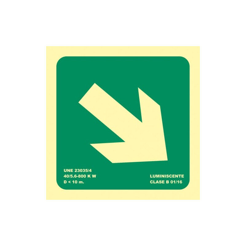 

Señal Flecha Oblicua Luminiscente | CLASE A (PVC 1 mm) - 150 x 150 mm