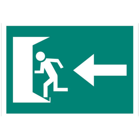 Señal fotoluminiscente de pictograma Salida emergencia puerta izquierda Señal PVC luminiscente 210X148
