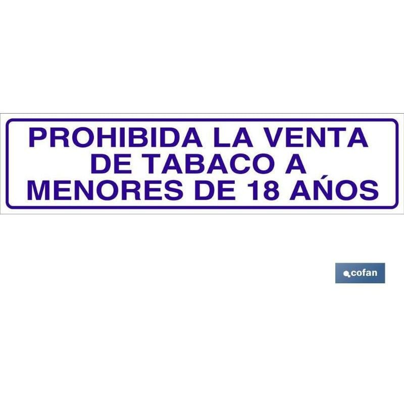 

PLIMPO señal glasspack adhesiva 250x62mm. prohibida la venta de tabaco a menores de 18 años