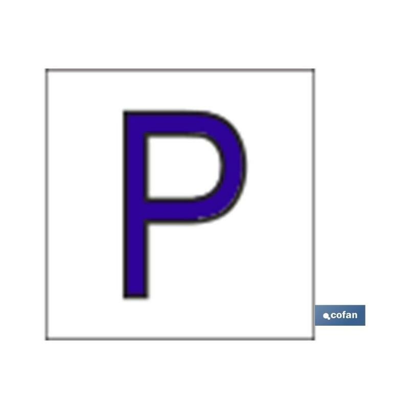 

PLIMPO señal glasspack adhesiva 62x62mm. p letra en glasspack