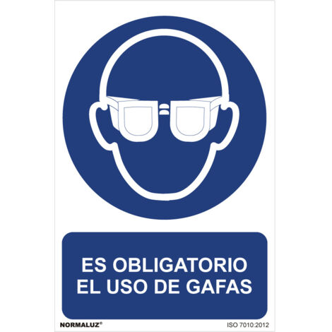 Señal Homologada Es Obligatorio El Uso de Gafas PVC GLASSPACK 0,7 mm 30x40 cm  NORMALUZ - RD21002