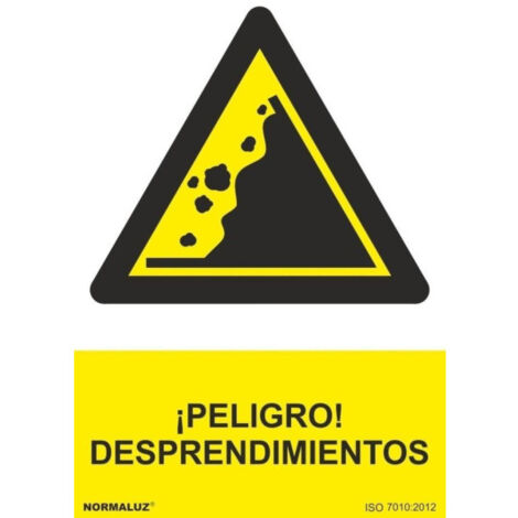 Señal industrial con tintas UV ¡Peligro Desprendimientos SEKURECO                         100 x 150 mm                          ADHESIVOS DE VINILO
