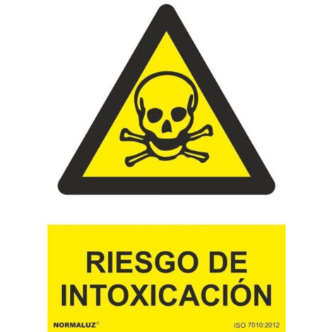 Señal industrial de Riesgo de Intoxicación, con tintas UV SEKURECO                         100 x 150 mm                          ADHESIVOS DE VINILO