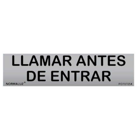 Señal llamar antes de entrar inox adhesiva 5x20cm rd707054
