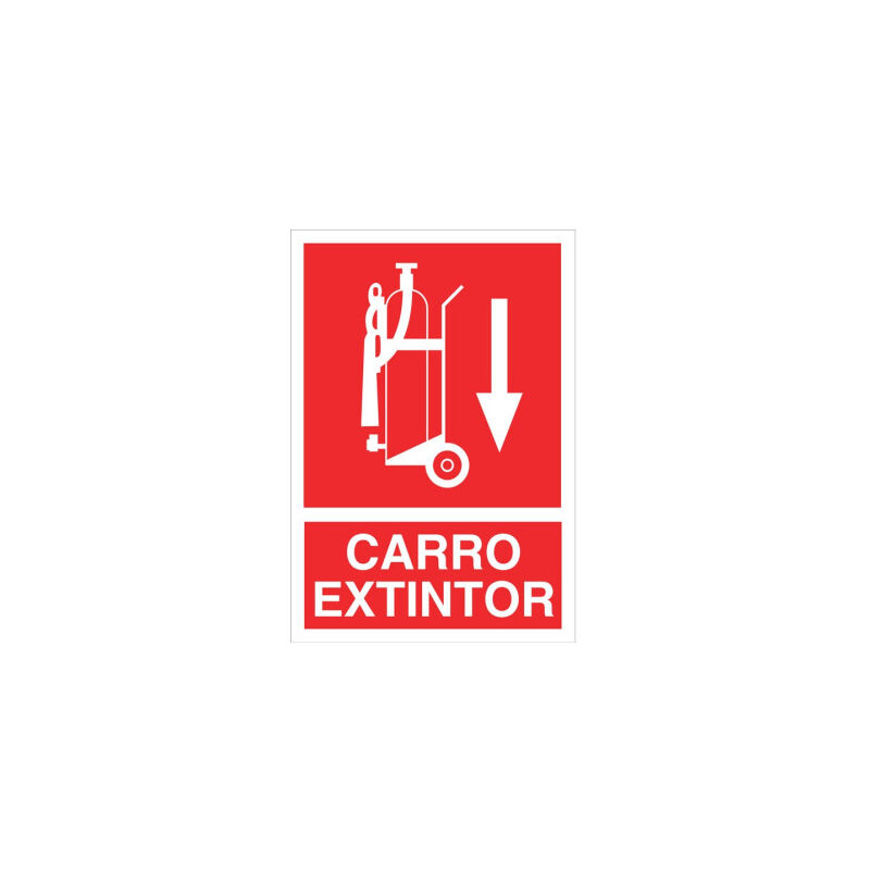

Señal de socorro pictorama y texto - Carro extintor flecha abajo | 210x148 mm