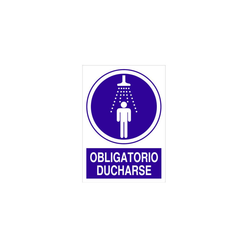 

Señal obligación pictorama y texto - Obligatorio ducharse | Adhesivo - 148x105 mm