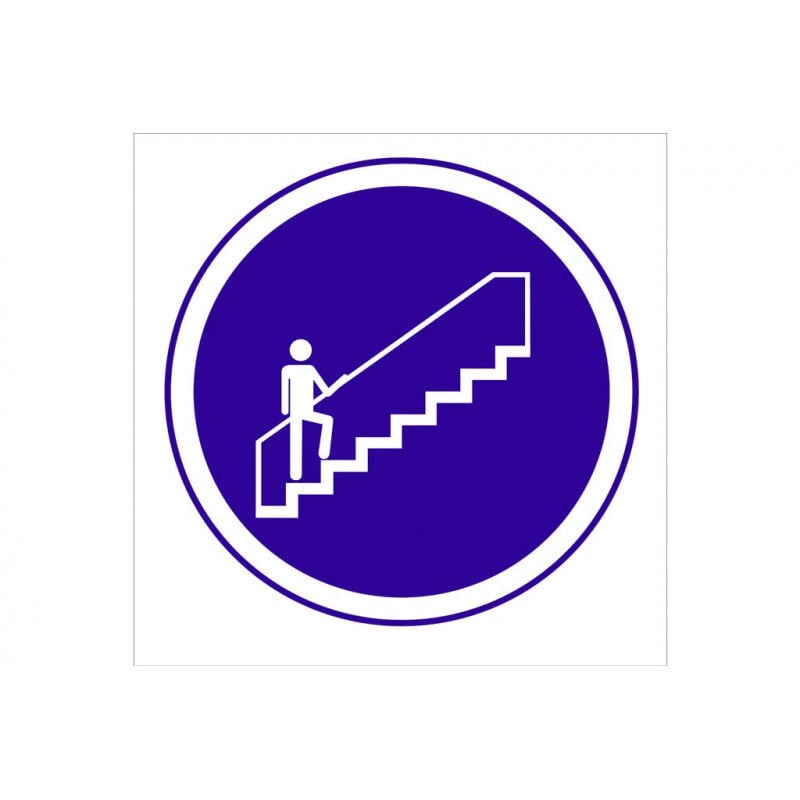 

Señal obligación solo pictorama - Obligatorio uso de escalera | Adhesivo - 105x105 mm