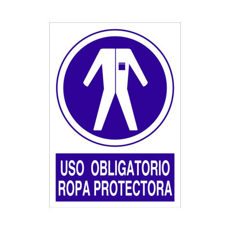 Señal obligación Uso obligatorio ropa protectora 2 (traje ajustado)                                                   Poliestireno       297X210 mm