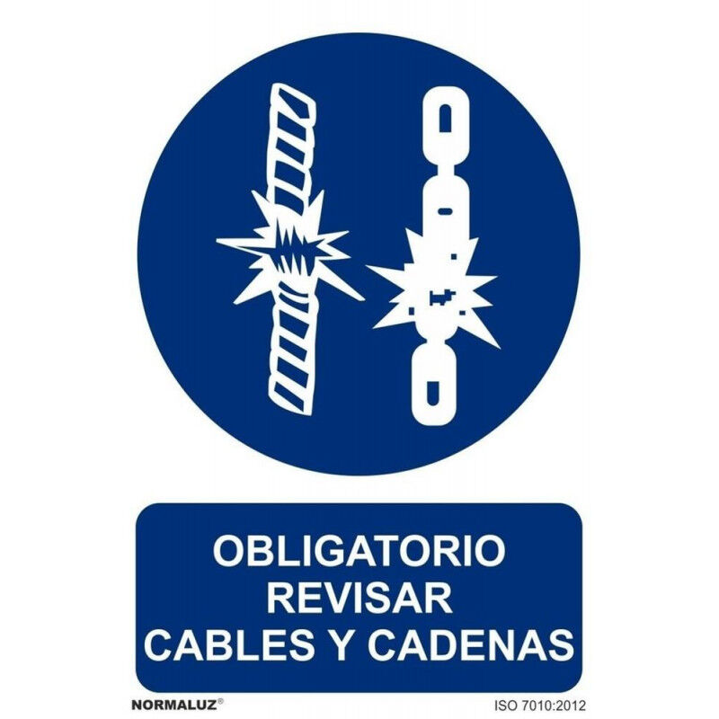 

Señal Obligatorio Revisar Cables Y Cadenas Con Tintas UV | ADHESIVOS DE VINILO - 100 x 150 mm