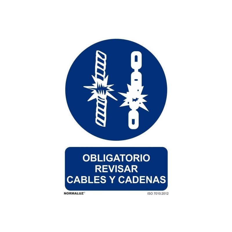 

Señal Obligatorio Revisar Cables Y Cadenas Con Tintas UV | 210 x 300 mm - ALUMINIO 0'5 mm