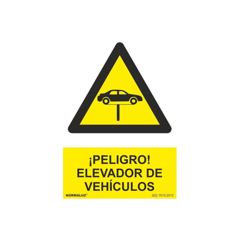 

Señal ¡Peligro! Elevador de Vehículos Con Tintas UV | 210 x 300 mm - PVC GLASSPACK 0'7 mm
