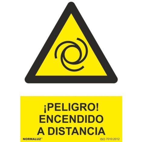 Señal ¡Peligro! Encendido A Distancia Con Tintas UV | ADHESIVOS DE VINILO - 100 x 150 mm
