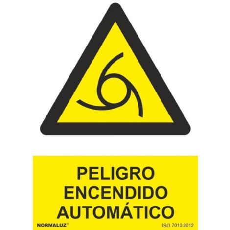 Señal Peligro Encendido Automático SEKURECO                         100 x 150 mm                          ADHESIVOS DE VINILO