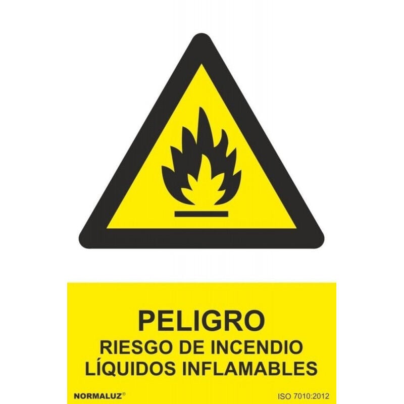 

Señal Peligro Riesgo de Incendio Líquidos Inflamables Con Tintas UV | ADHESIVOS DE VINILO - 150 x 200 mm