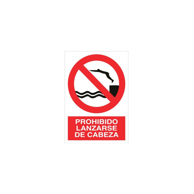 

Señal prohibido pictograma y texto - Lanzarse de cabeza | 148X105 - POLIESTIRENO