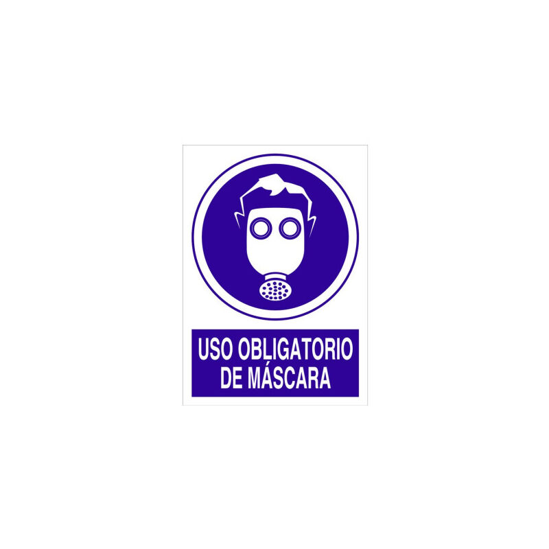 

Señal obligación pictorama y texto - Uso obligatorio de máscara | 148X105 - POLIESTIRENO