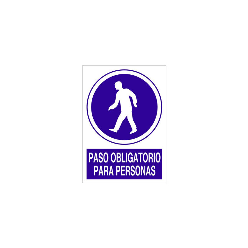 

Señal obligación pictorama y texto - Paso obligatorio para personas | 148X105 - POLIESTIRENO