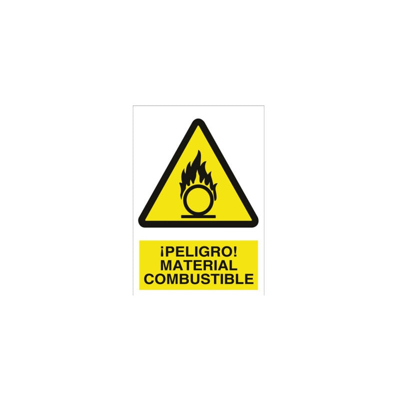 

Señal advertencia pictorama y texto - ¡Peligro! material combustible | Poliestireno - 210x148 mm
