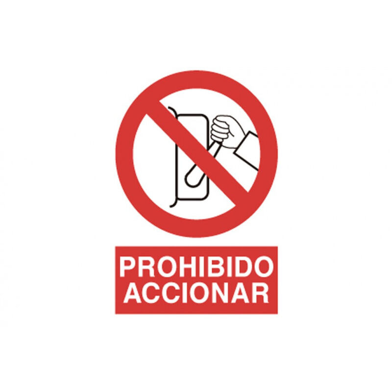 

Señal prohibido pictograma y texto - Prohibido accionar palanca | 210X148 - POLIESTIRENO
