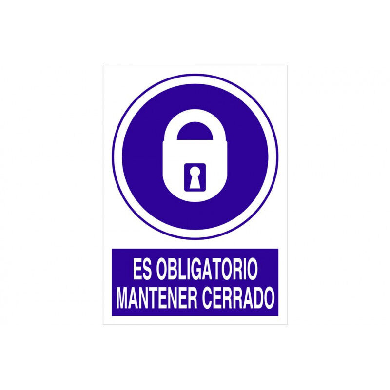 

Señal obligación pictorama y texto - Es obligatorio mantener cerrado | Poliestireno - 210x148 mm