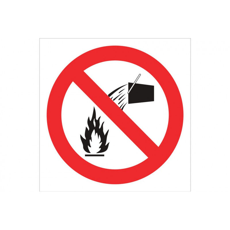 

Señal prohibido solo pictograma - Prohibido apagar fuego con agua | 297X297 - POLIESTIRENO