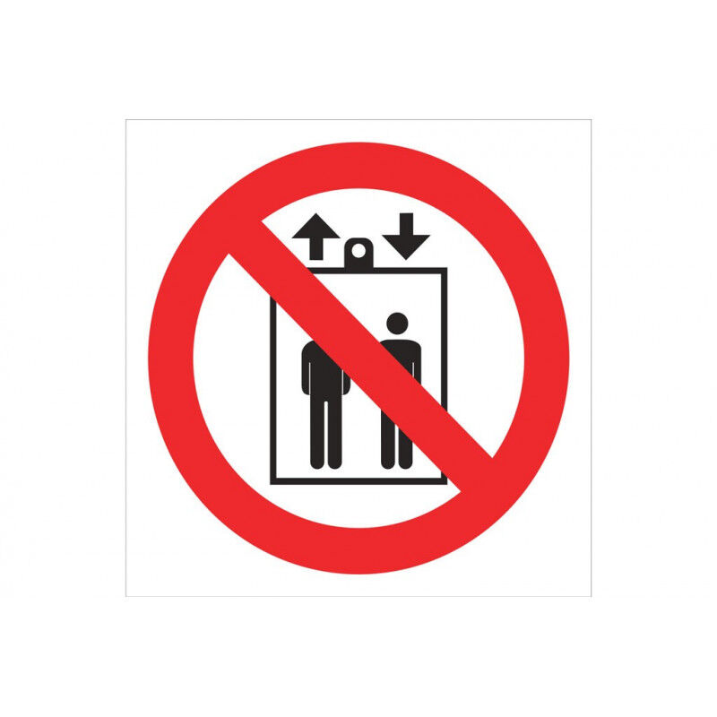 

Señal prohibido solo pictograma - Prohibido personas montacargas | Pegatina Adhesiva - 210X210