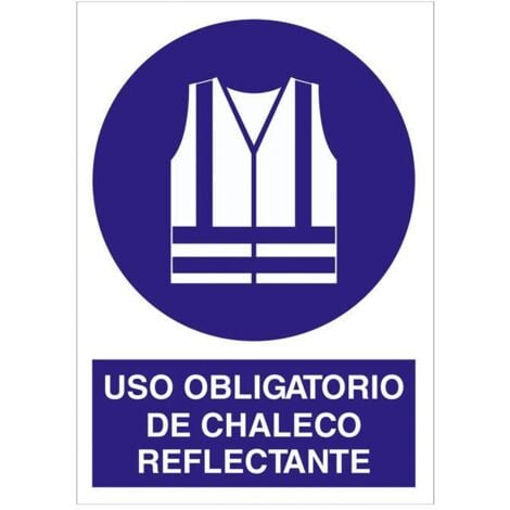 señal poliestireno 420x297mm uso obligatorio de chaleco reflectante