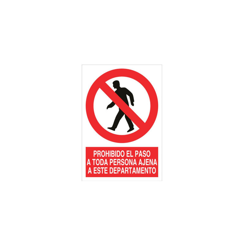 

Señal prohibido imagen y texto - El paso toda persona ajena este dpto | 148X105 - Pegatina Adhesiva