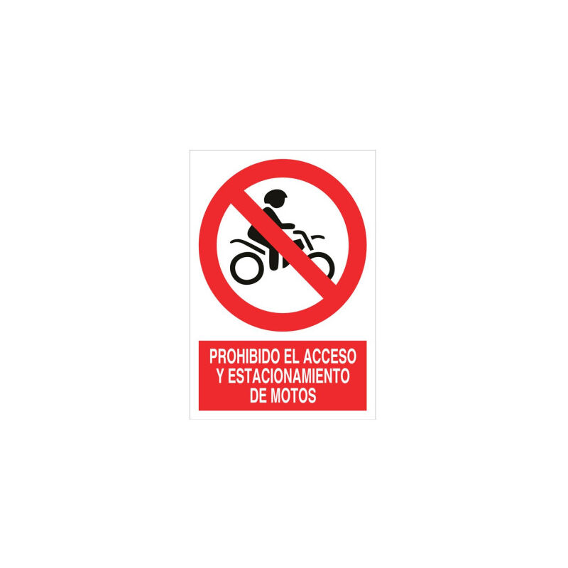 

Señal prohibido pictograma y texto - Acceso de motos | 148X105 - Pegatina Adhesiva