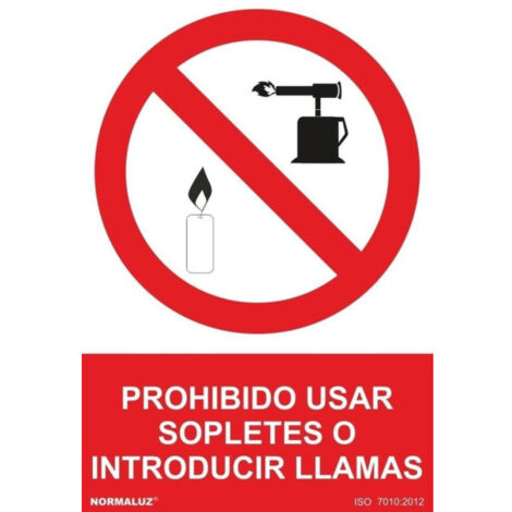Señal Prohibido Usar Sopletes O Introducir Llamas Con Tintas UV | ADHESIVOS DE VINILO - 150 x 200 mm