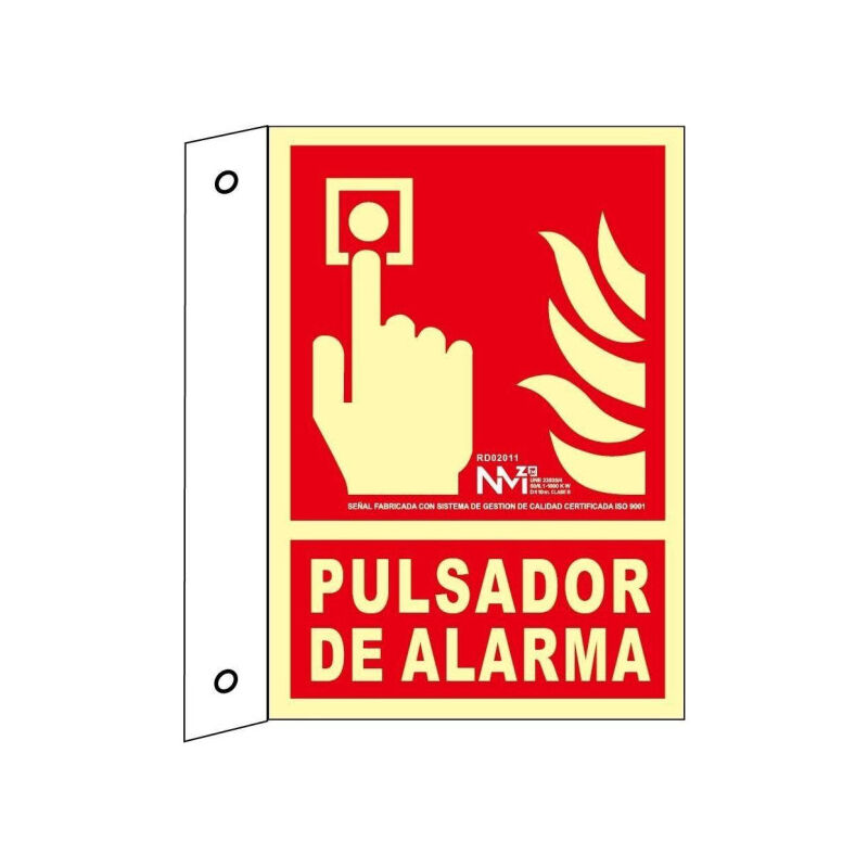 

Señal Pulsador de Alarma Banderola Luminiscente | 210 x 300 mm - CLASE A (PVC 1 mm)