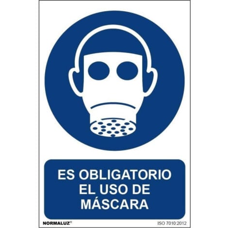 Señal que indica Es Obligatorio El Uso de Máscara (varias medidas) SEKURECO                         200 x 300 mm                          ADHESIVOS DE VINILO