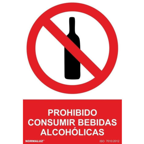 Señal que indica Prohibido consumir bebidas alcohólicas SEKURECO                         100 x 150 mm                          ADHESIVOS DE VINILO