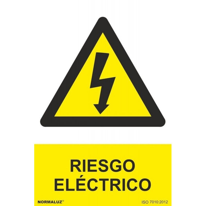 

Señal riesgo eléctrico - Señal Eléctrica Triángulo Rayo con texto | 200 x 300 mm - ADHESIVOS DE VINILO