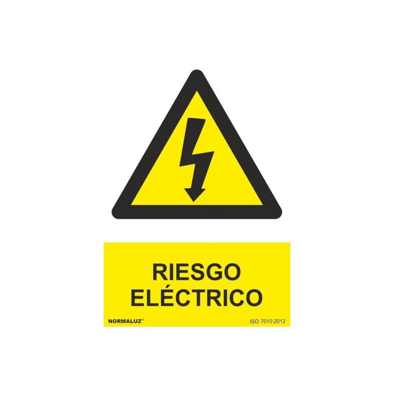 

Señal riesgo eléctrico - Señal Eléctrica Triángulo Rayo con texto | ADHESIVOS DE VINILO - 150 x 200 mm
