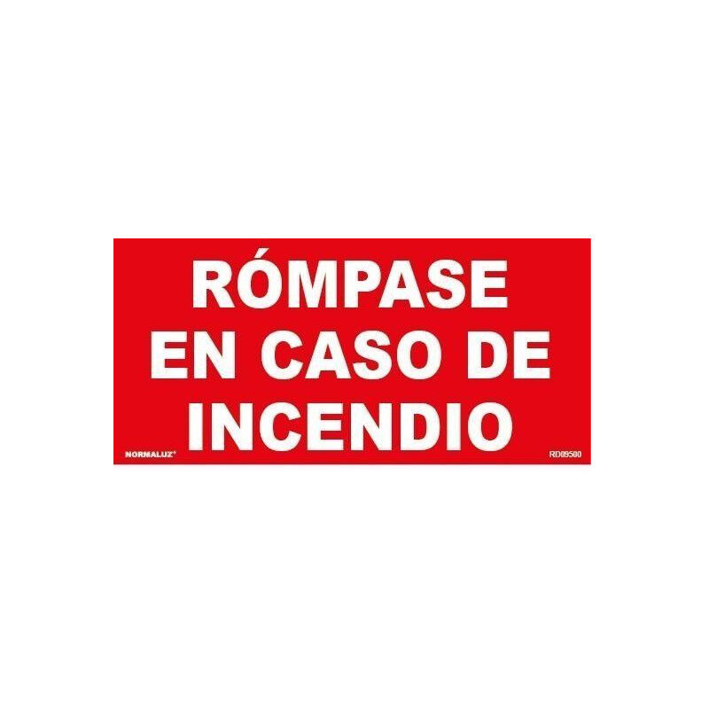 

Señal Rómpase En Caso de Incendio Luminiscente 140 x 80mm (Pack de 10)