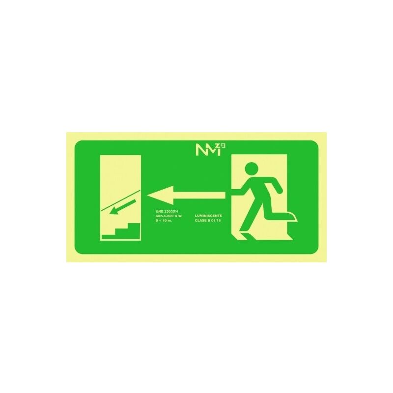 

Normaluz - Cartel Pvc 30* 16 Flecha Escalera Puert.Baja Izda