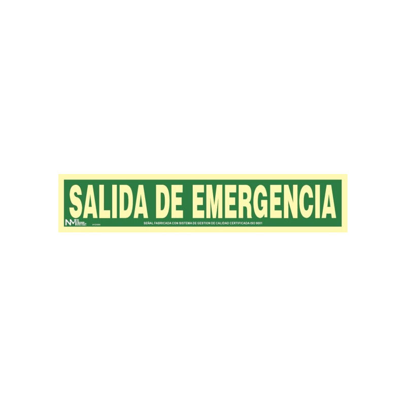 

Señal Salida de Emergencia Gran Formato Clase A Luminiscente 105x520mm
