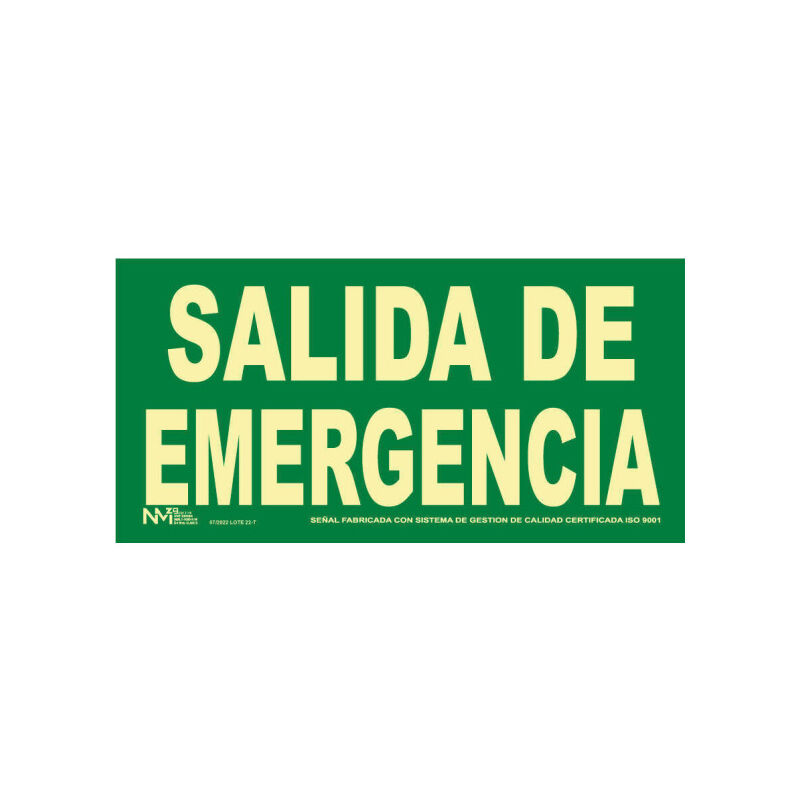 

Señal Salida de Emergencia Luminiscente | ALUMINIO 0'5 mm - 150 x 300 mm