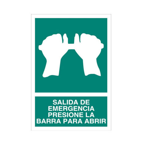 Señal Salida de emergencia Presione la Barra para Abrir                                                          210X148