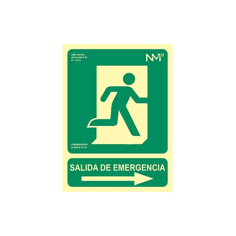 

Señal salida emergencia flecha derecha PVC 22.4x30 cm Verde