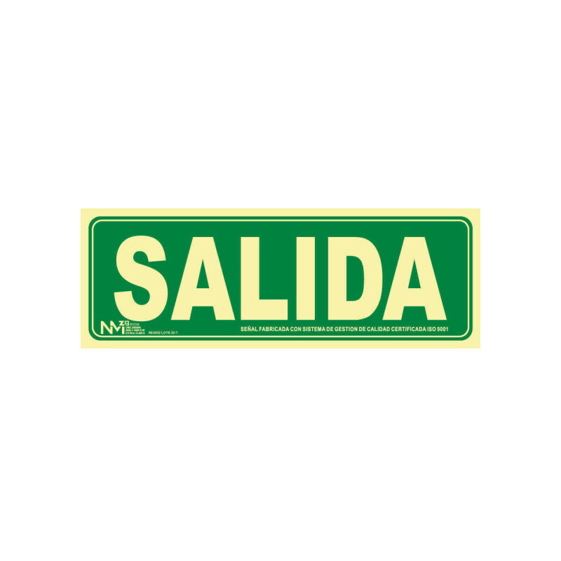 

Señal Salida Luminiscente | CLASE A (PVC 1 mm) - 150 x 420 mm