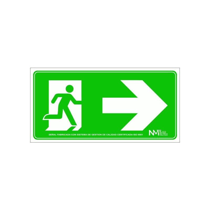 

Señal Salida Puerta Derecha (Solo Pictograma) Luminiscente | CLASE B (PVC 0'7 mm) - 632 x 313 mm