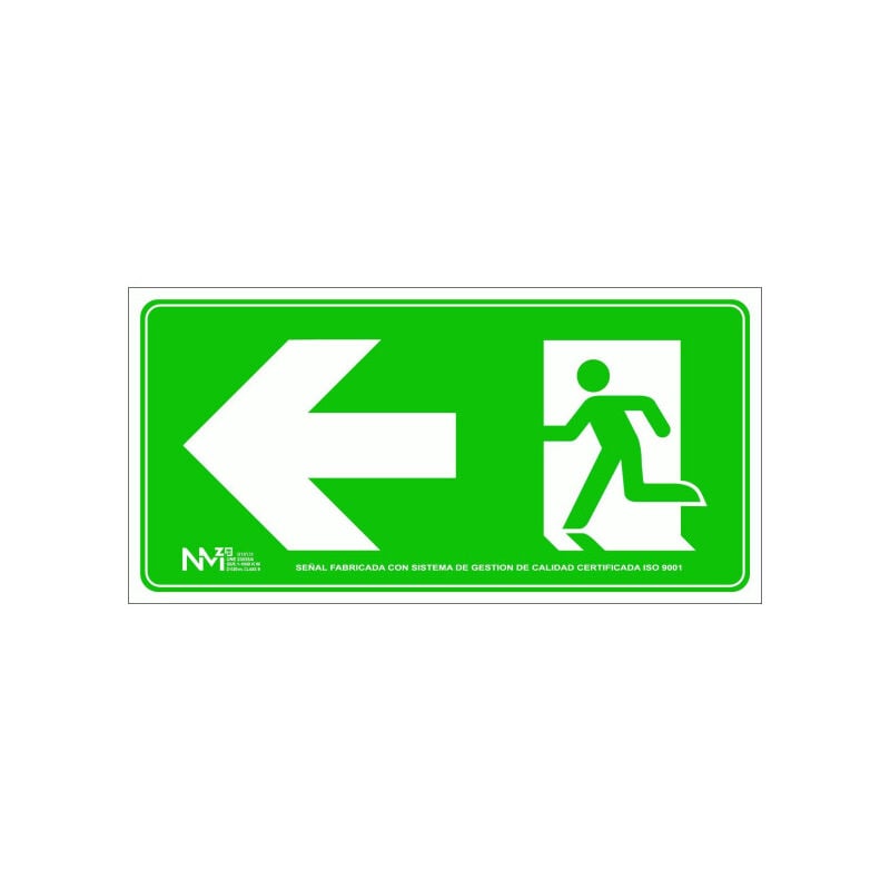 

Señal Salida Puerta Izquierda (Solo Pictograma) Luminiscente | CLASE B (PVC 0'7 mm) - 632 x 313 mm